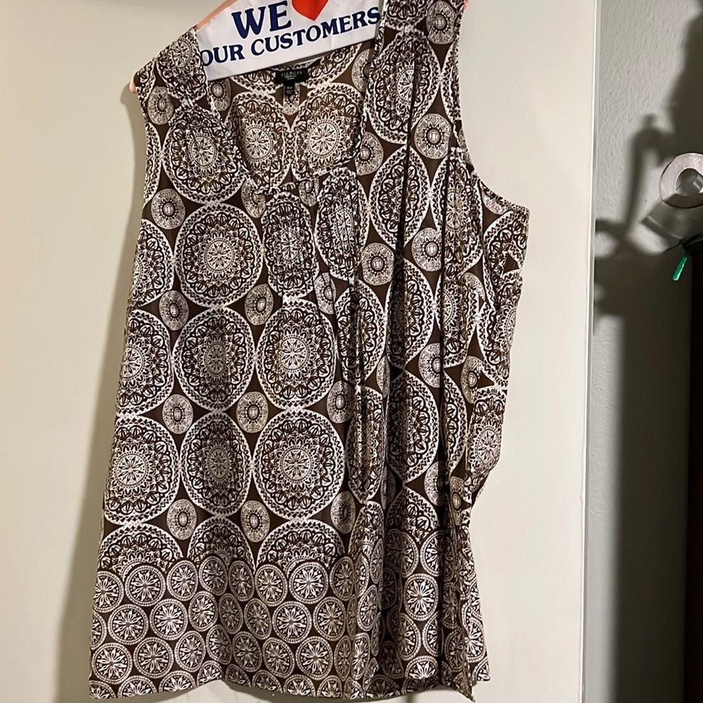Silk/cotton patterned sleeveless blouse Talbots